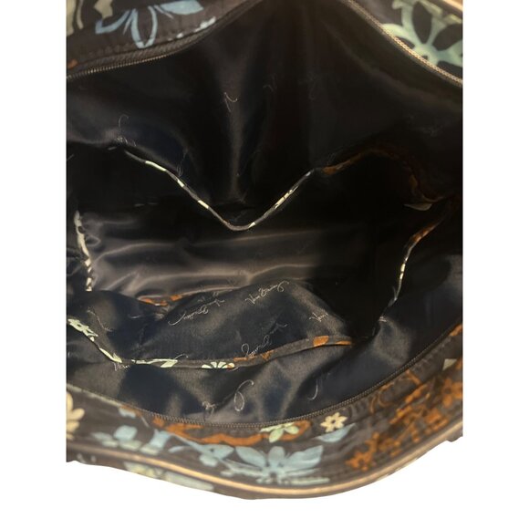 Vera Bradley Java Floral Quilted Tote Shoulder Diaper Bag Purse Blue Brown - Picture 7 of 7